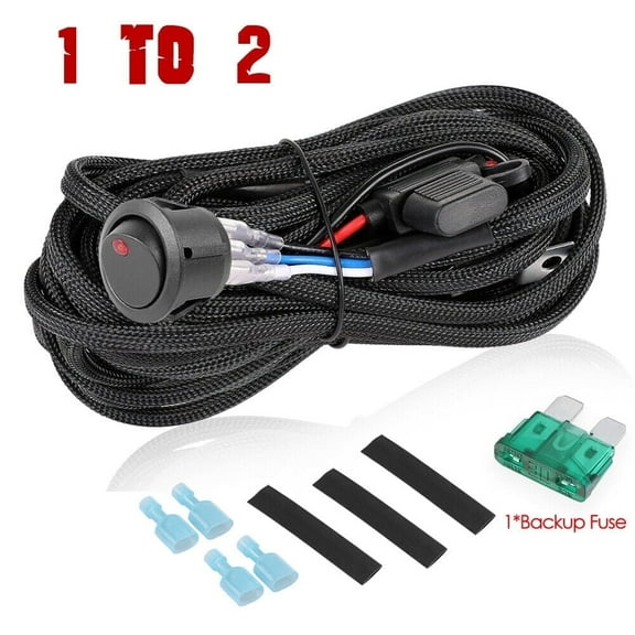 2-Lead Wiring Harness Kit 18AWG 8.2ft12V 40A Relay Rocker Switch Car LED Cube Work Light Bar Pods