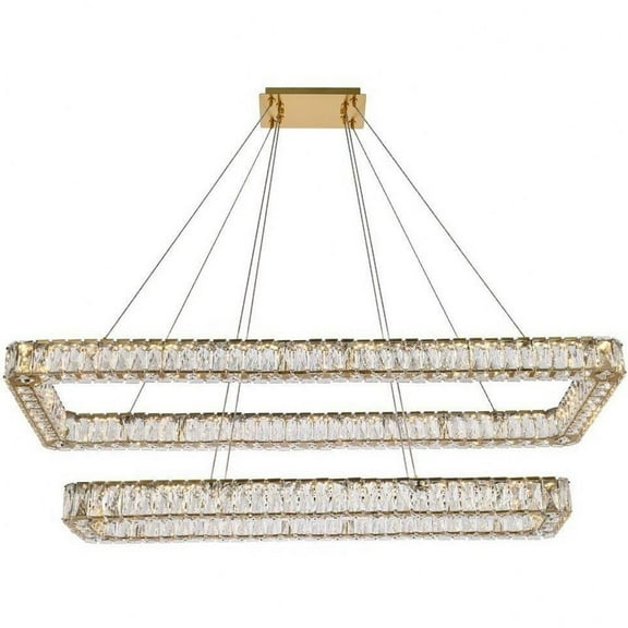 2 Led Rectangular Pendant in Modern Style-12 inches Tall and 19 inches Wide-Gold Finish Bailey Street Home 390-Bel-5048060
