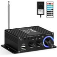 thumbnail image 1 of 2 Left Save $14 Moukey Home Stereo System 50W 2 Channel Receiver Bluetooth Mini Amplifier, FM USB, AUX, with Remote Control, 1 of 8