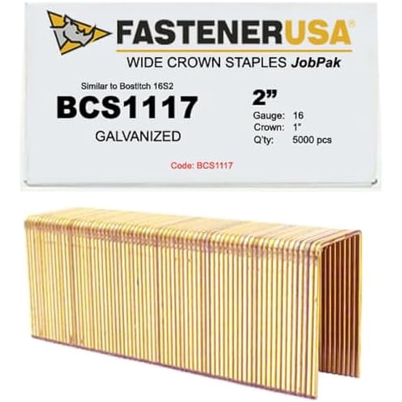 2" Leg x Wide Crown 16GA GALV 16S2 Staples 5,000ct$$Hardware