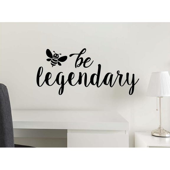 #2 Be Legendary 22 x 10 Vinyl Wall Quote Children School Cute bee Sticker Office Decal Teacher Motivational Decor Inspirational Team Religious Curry Inspired