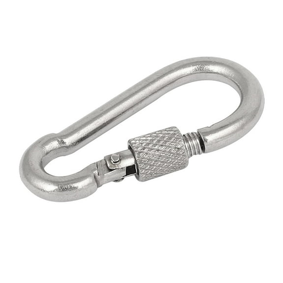2" Length 304 Stainless Steel Spring Snap Hook Carabiner w Screw Lock