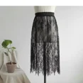 thumbnail image 1 of 2 Length Elegant Black Skirt White Lace Transparent Long Tulle Skirt Ladies Elastic High Waist Beach Midi Skirt Drop shipping, 1 of 6