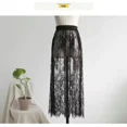 thumbnail image 1 of 2 Length Elegant Black Skirt White Lace Transparent Long Tulle Skirt Ladies Elastic High Waist Beach Midi Skirt Drop shipping, 1 of 6