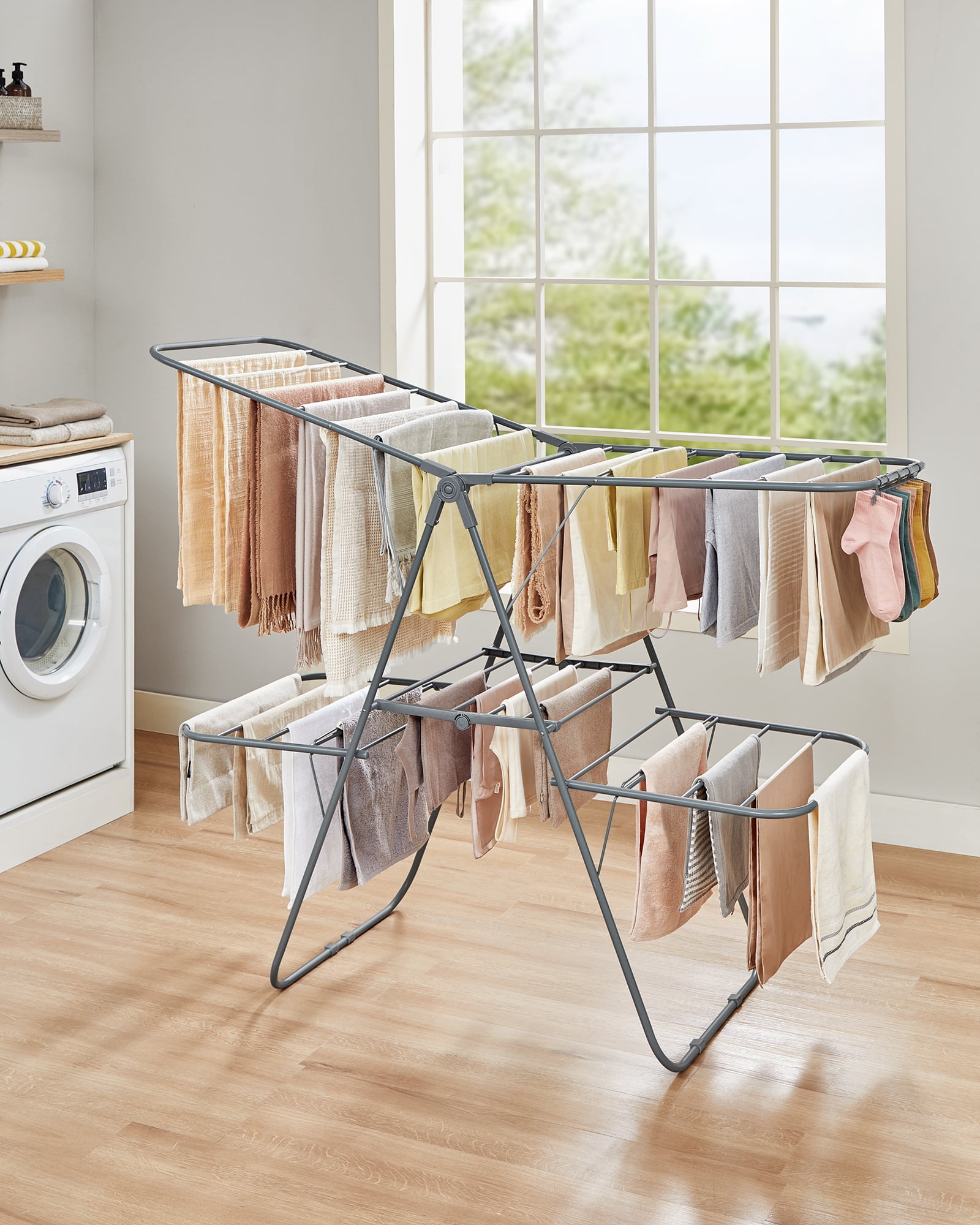 2-Level Foldable Clothes Drying Rack Free-Standing Large