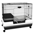 thumbnail image 1 of 2-Level Small Animal Cage Rabbit Hutch With Wheels, Removable Tray, Platform And Ramp For Bunny, Chinchillas, Ferret, Black, 1 of 7
