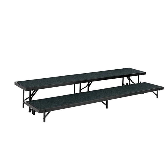 2 Level Straight Standing Choral Riser, Blue Carpet - 18 x 96 in. Platform