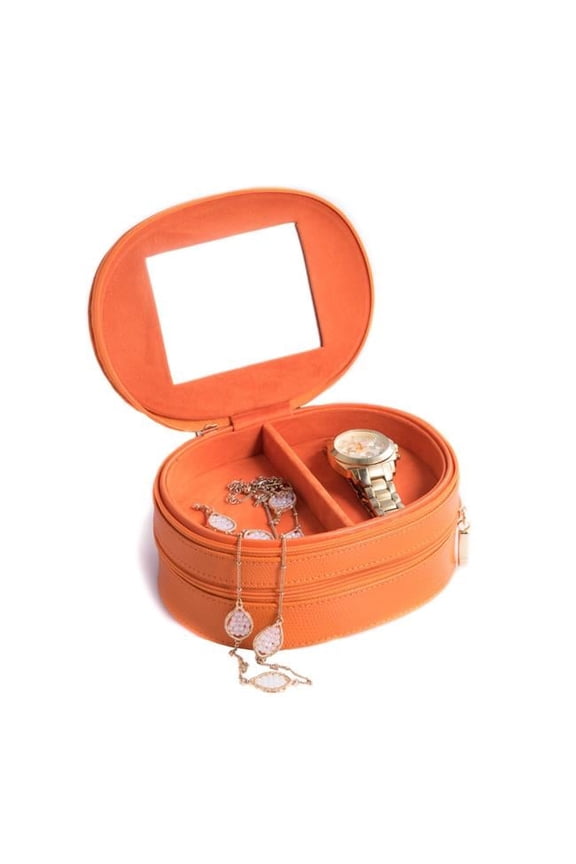 2 Level Travel Lizard Leather Jewelry Case