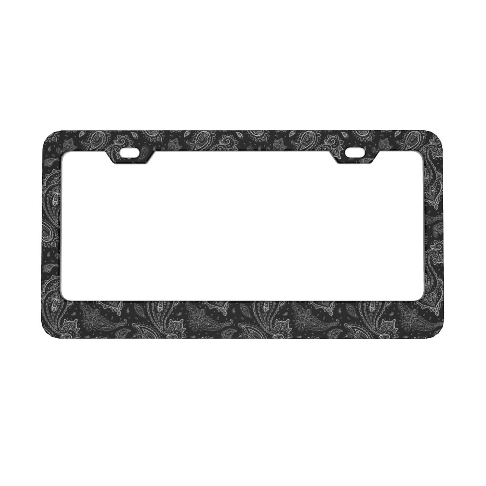 2 License Plate Frames Vintage Paisley Pattern Rustproof License Plate