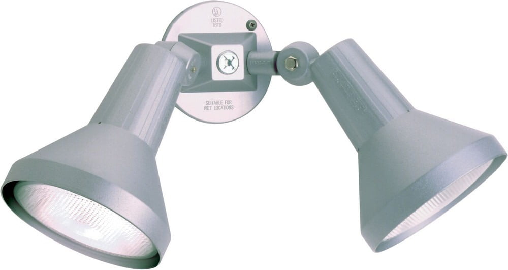 2-Light 15-in Flood Light Exterior PAR38 w/ Adjustable Swivel Grey Finish
