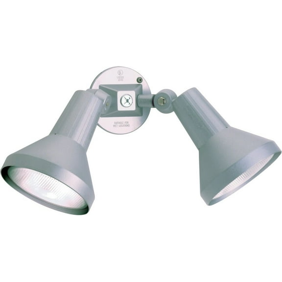 2-Light 15-in Flood Light Exterior PAR38 w/ Adjustable Swivel Grey Finish