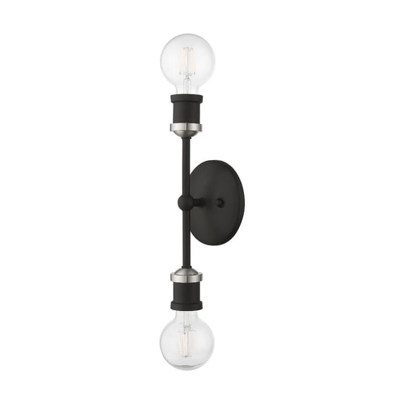 2 Light Ada Bathroom Light in Transitional Style-12 inches Tall and 5 inches Wide-Black/Brushed Nickel Finish Bailey Street Home 218-Bel-4821224