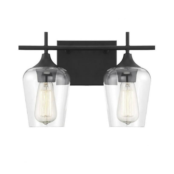 2 Light Bath Bar-Transitional Style with Contemporary and Bohemian Inspirations-9 inches Tall By 13.75 inches Wide-Black Finish Bailey Street Home