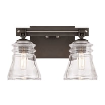 Graham Avenue 2-Light Bathroom Vanity Light in Smoked Iron and Brushed Nickel