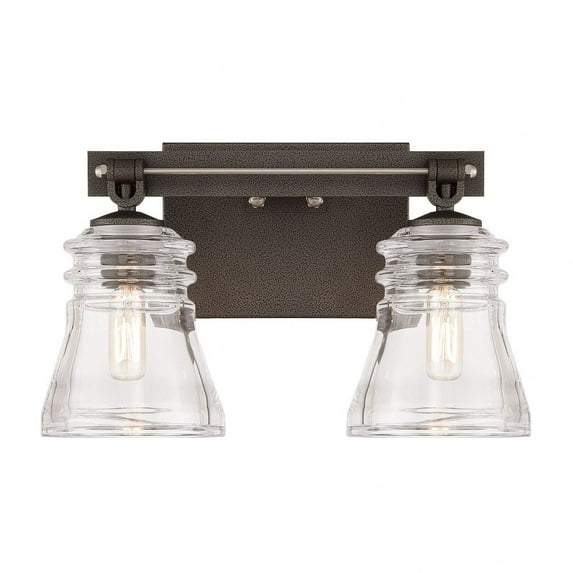 Graham Avenue 2-Light Bathroom Vanity Light in Smoked Iron and Brushed Nickel
