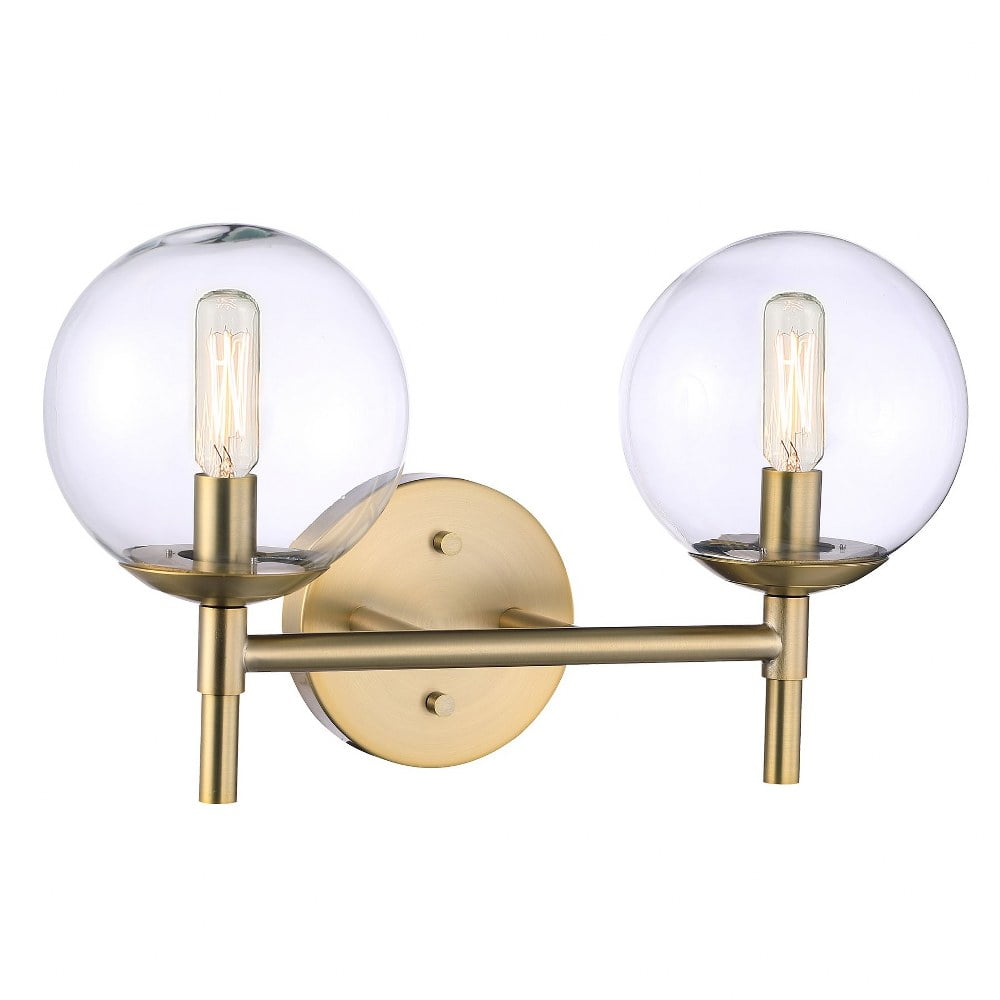 Auresa Soft Brass 2-Light Outdoor Vanity with Clear Glass
