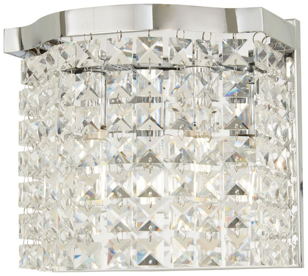Chrome and Clear Crystal 2-Light Dimmable Bath Vanity Sconce