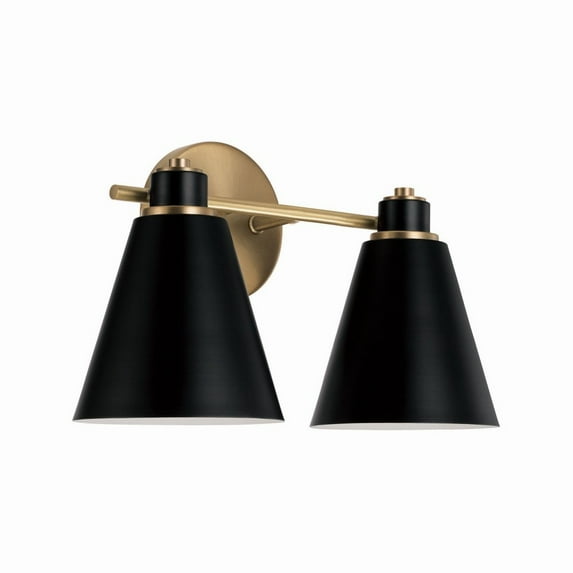 2 Light Bath Vanity In Minimalist Style-9 Inches Tall And 15 Inches Wide-Aged Brass, Black Finish Capital Lighting 150121Ab