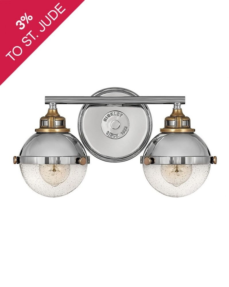 Fletcher Polished Nickel & Heritage Brass 2-Light Vanity Sconce