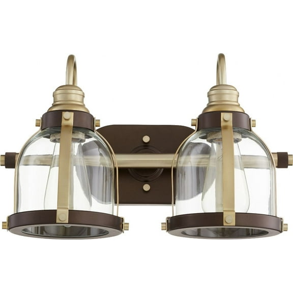 586-2-8086 Quorum Lighting Banded Dome - 2 Light Bath Vanity in Transitional style - 16 inches wide by 10 inches high-Aged Brass/Oiled Bronze Finish
