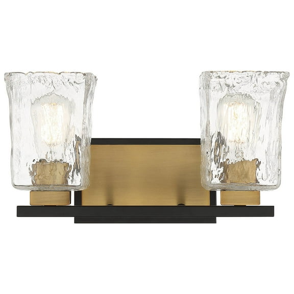 Sidney 2-Light Bathroom Vanity Light in Matte Black with Warm Brass Accents