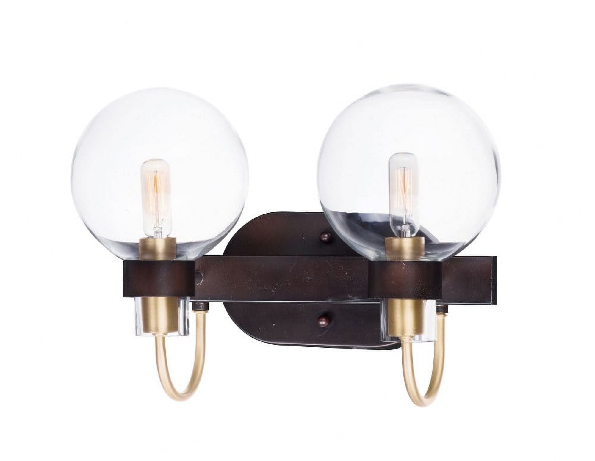 Elegant Mid Century Modern Bronze & Satin Brass 2-Light Vanity