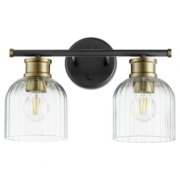 Quorum Lighting - Monarch - 2 Light Bath Vanity-Noir/Aged Brass Finish-Clear