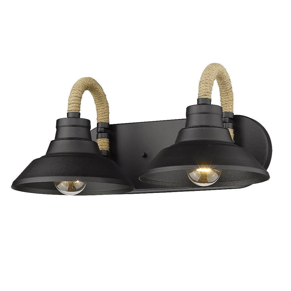 Journey 17'' Black and Rope Industrial Vanity Light