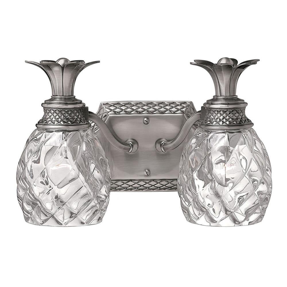 2 Light Bathroom Light Fixture in Traditional-Glam Style 13 inches Wide By 8.5 inches High-Polished Antique Nickel Finish Bailey Street Home
