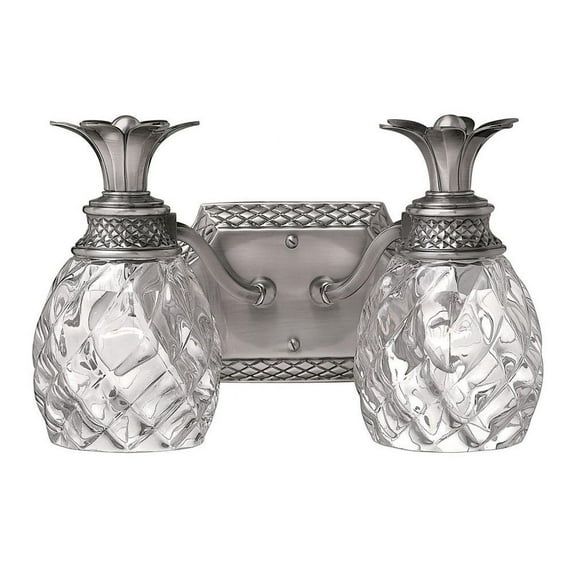 2 Light Bathroom Light Fixture in Traditional-Glam Style 13 inches Wide By 8.5 inches High-Polished Antique Nickel Finish Bailey Street Home