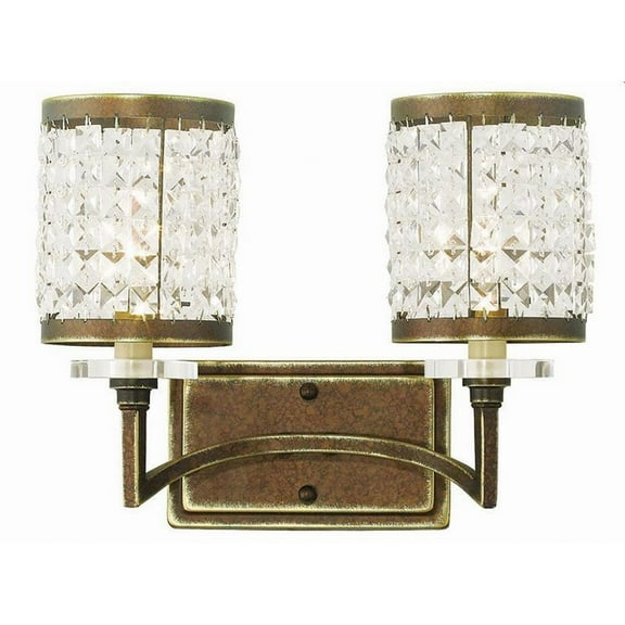 2 Light Bathroom Light in New Traditional Style 14.25 inches Wide By 11.25 inches High-Hand Painted Palacial Bronze Finish Bailey Street Home