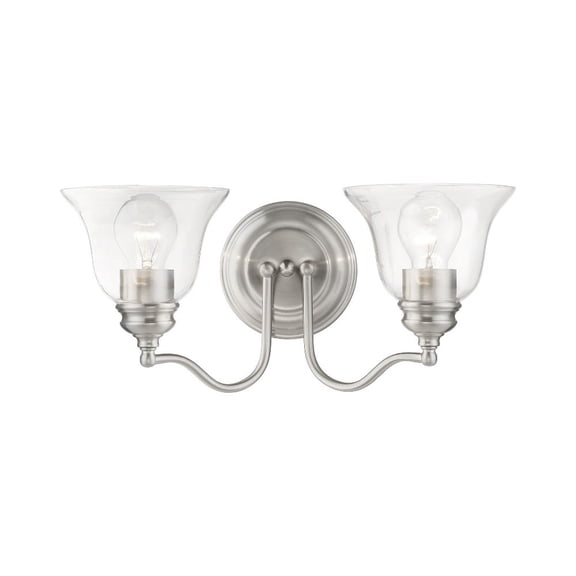 2 Light Bathroom Light in Transitional Style-7.5 inches Tall and 15.25 inches Wide-Brushed Nickel Finish Bailey Street Home 218-Bel-4821555