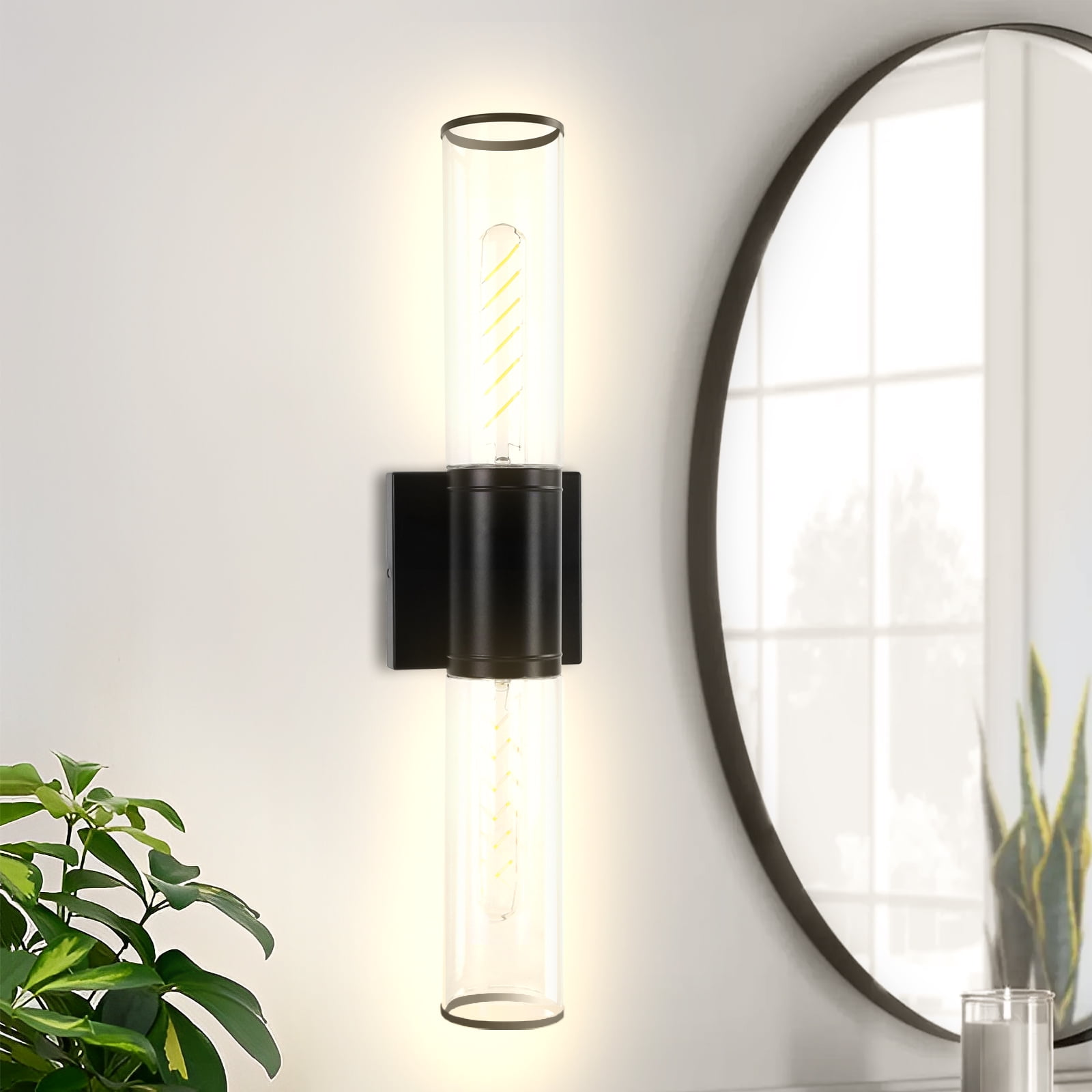 2-Light Bathroom Vanity Light Fixtures Over Mirror, Matte Black ...