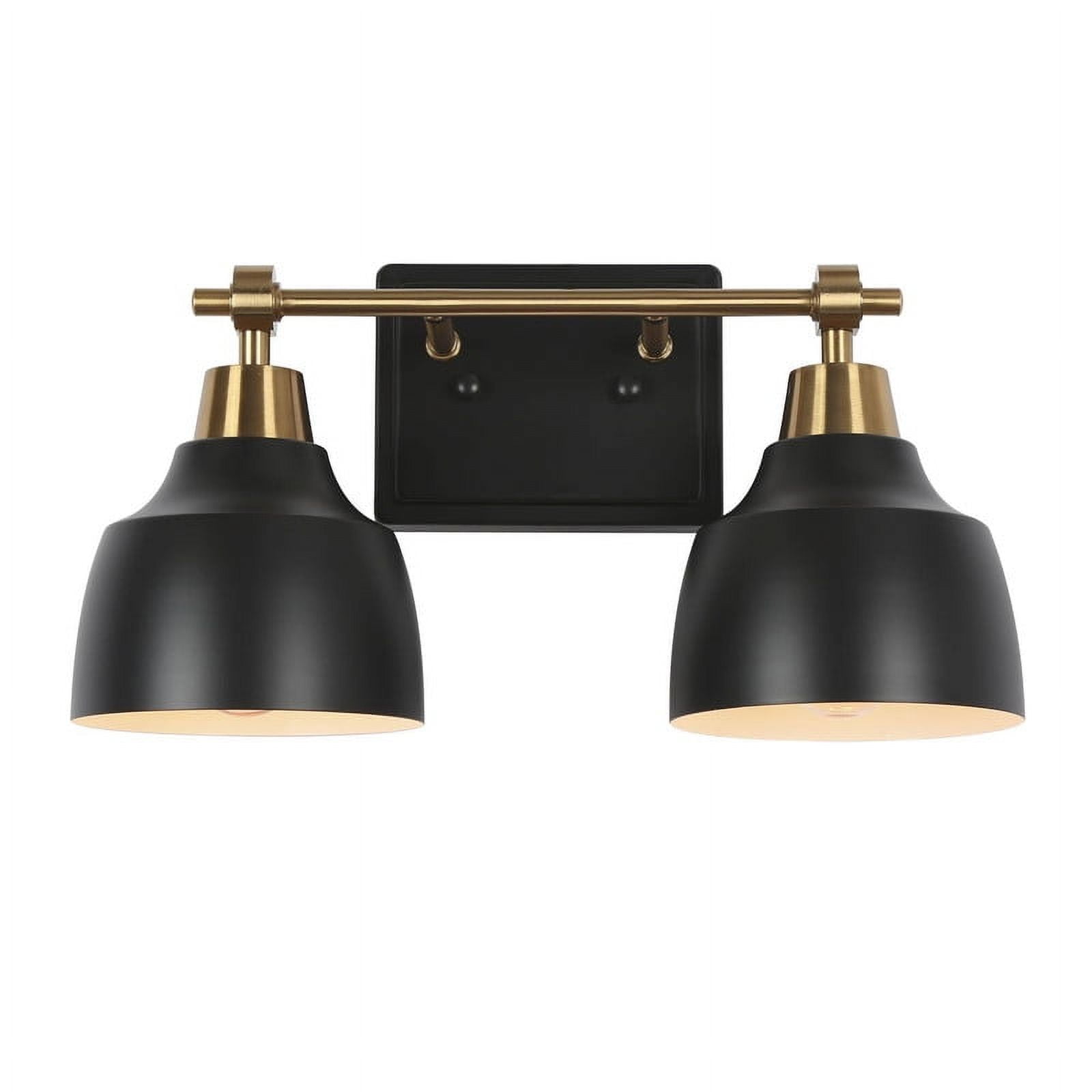 LNC 2-Light Bathroom Vanity Light in Matte Black and Gold, Modern Metal Wall Fixture