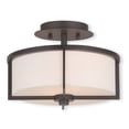 thumbnail image 1 of 2 Light Bronze Ceiling Light fixture with Hand Crafted Off-White Fabric Hardback Shade, 1 of 6