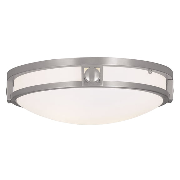 2 Light Brushed Nickel Ceiling Light fixture with Steel base material