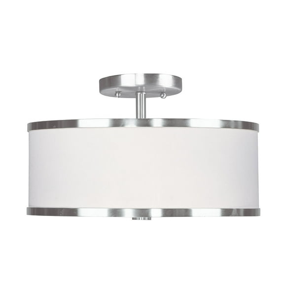 2 Light Brushed Nickel Ceiling Light fixture with Steel base material