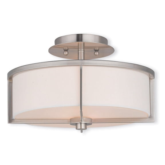 2 Light Brushed Nickel Ceiling Light fixture with Steel base material