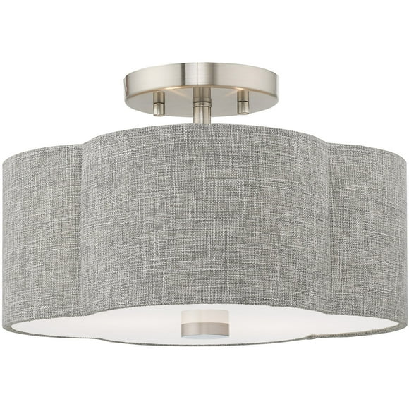 2 Light Brushed Nickel Ceiling Light fixture with Steel base material