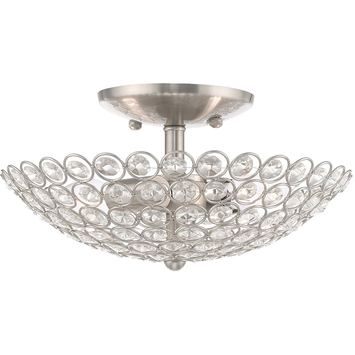 2 Light Brushed Nickel Ceiling Light fixture with Steel base material