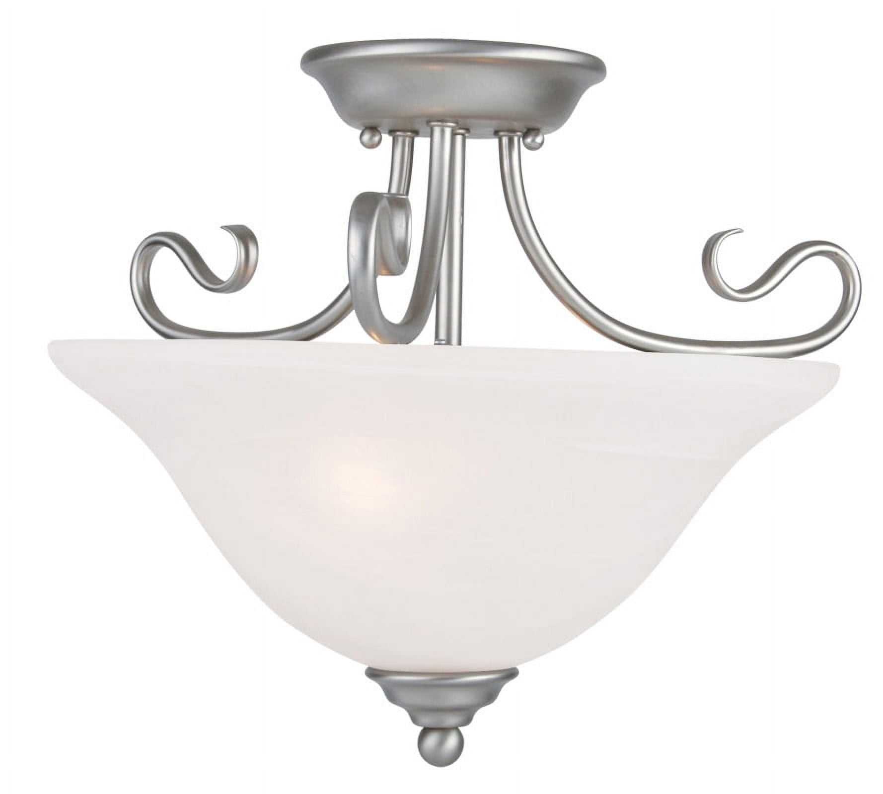 Corinthian Brushed Nickel 2-Light Semi-Flush Mount with Alabaster Glass