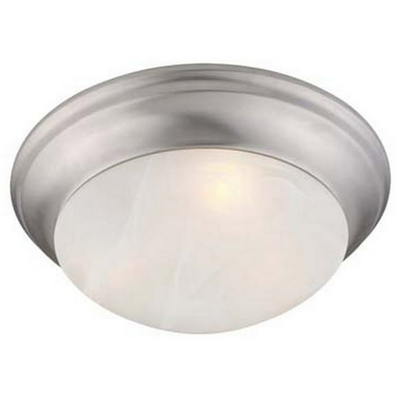 2 Light Brushed Nickel Ceiling Light fixture with White Alabaster Glass Shade