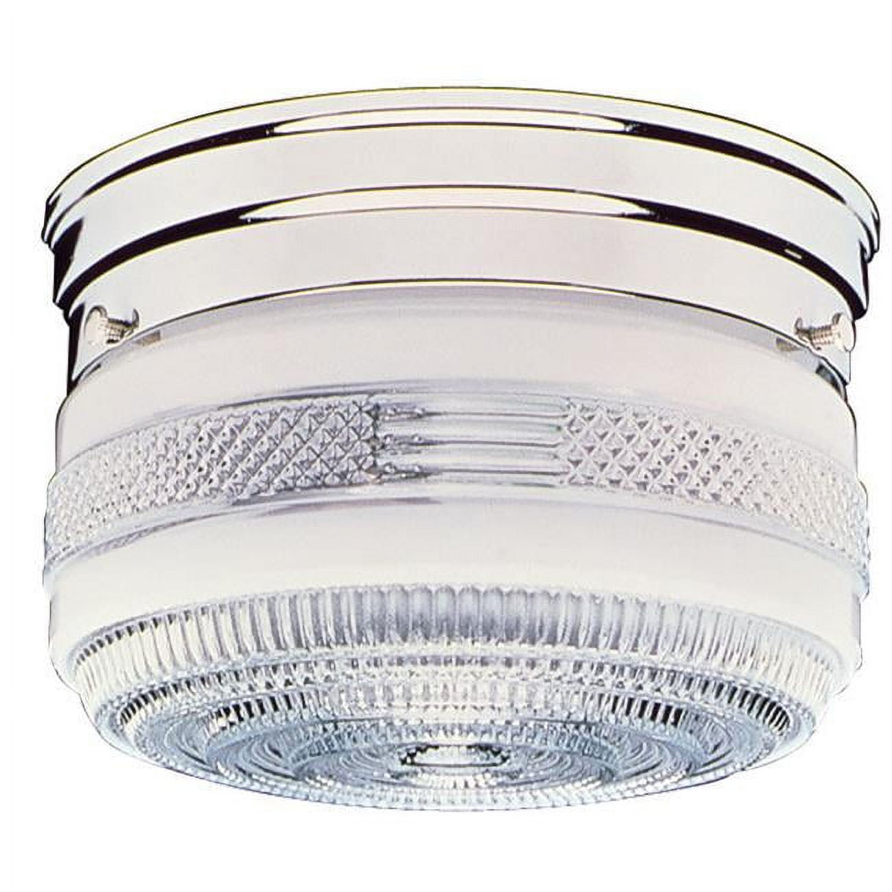 Polished Chrome Drum Glass Flush Mount Ceiling Light