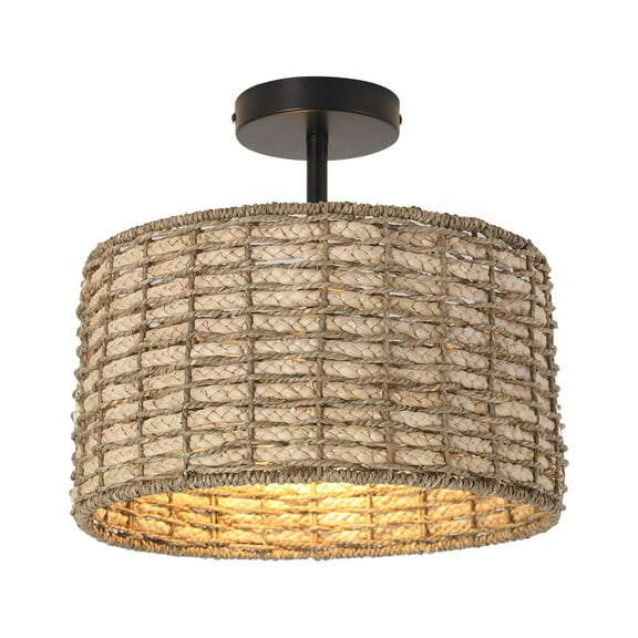 2-Light Classic Chandelier, Hanging Lamp Light Ceiling Rattan Pendant Home Decor 110V
