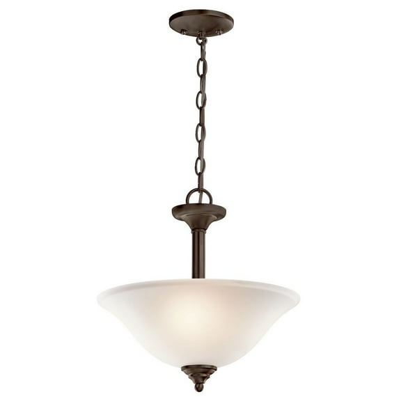 2 Light Contemporary Decorative Inverted Pendant Light Fixture with Satin Etched White Glass-Olde Bronze Finish-Satin Etched Glass Color-Incandescent