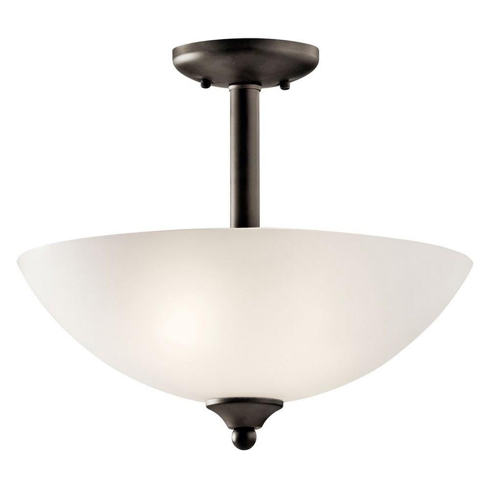 Jolie 15" Distressed Bronze Inverted Pendant with White Glass Shade