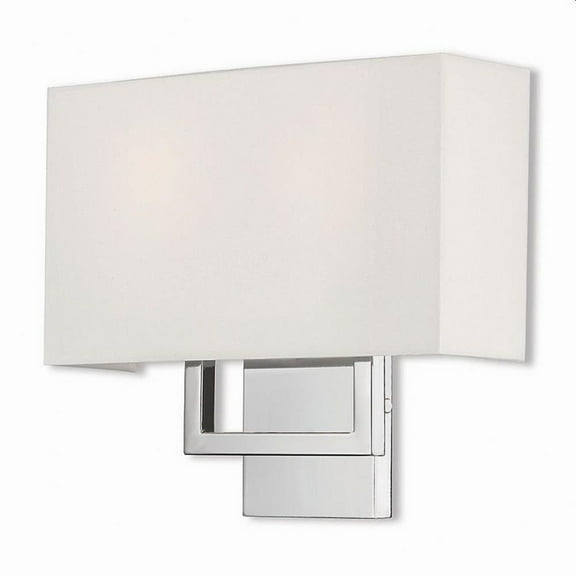 2 Light Contemporary Steel Ada Wall Mount with Rectangular Off-White Fabric Shade-11.75 inches H By 13 inches W-Polished Chrome Finish Bailey Street