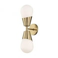 thumbnail image 1 of 2 Light Contemporary Up-Down Metal Orb Wall Sconce with White Glass-19 inches H By 5 inches W-Aged Brass Finish Bailey Street Home 735-Bel-2692824, 1 of 6