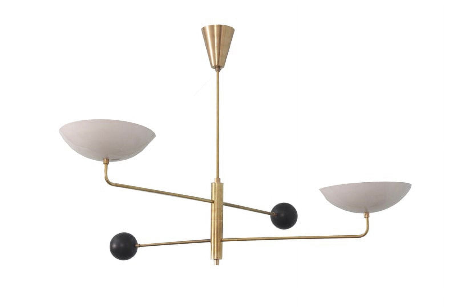 2 Light Curved Pendant Mid Century Modern Raw Brass Sputnik chandelier light Fixture