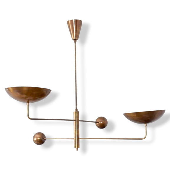 2 Light Curved Pendant Mid New Modern Raw Brass Chandelier Light Fixtures